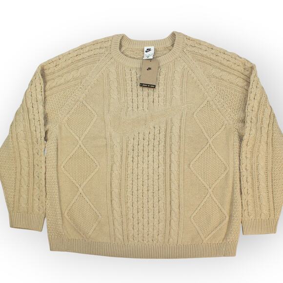 KarlAnthonyTowns XXL Nike Life Cable Knit Sweater Rattan DQ5176-206 NEW KAT - Picture 10 of 14